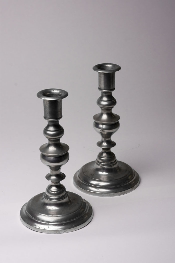 Appraisal: PAIR OF PEWTER CANDLESTICKS JAMES WEEKES New York City circa