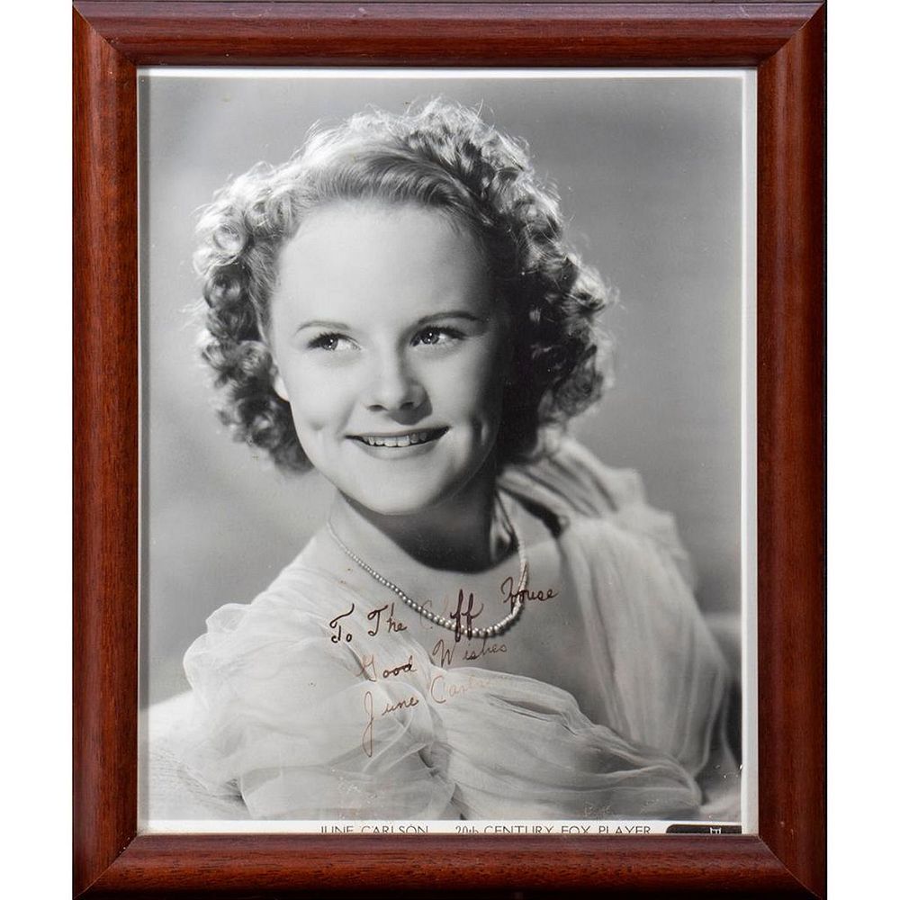 Appraisal: June Carlson Original autographed inscribed photograph Size x Condition Showing