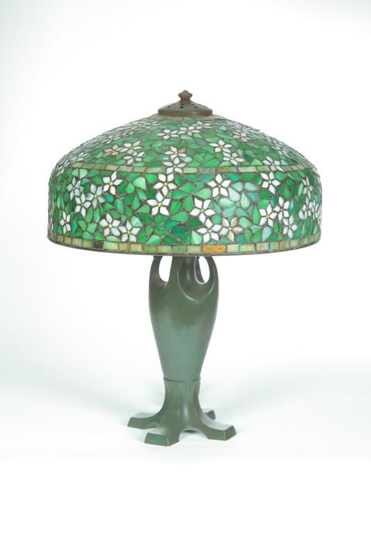 Appraisal: TABLE LAMP American mid th century White metal base with