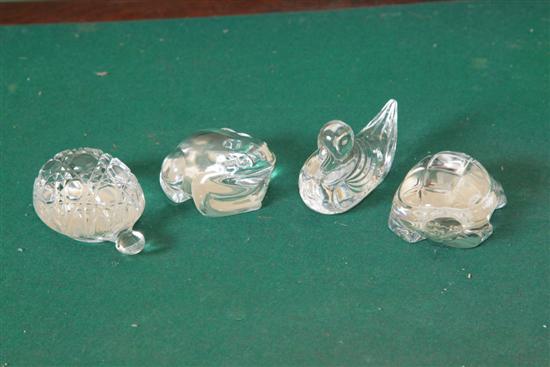 Appraisal: FOUR CRYSTAL ANIMALS A Baccarat turtle '' l A Waterford