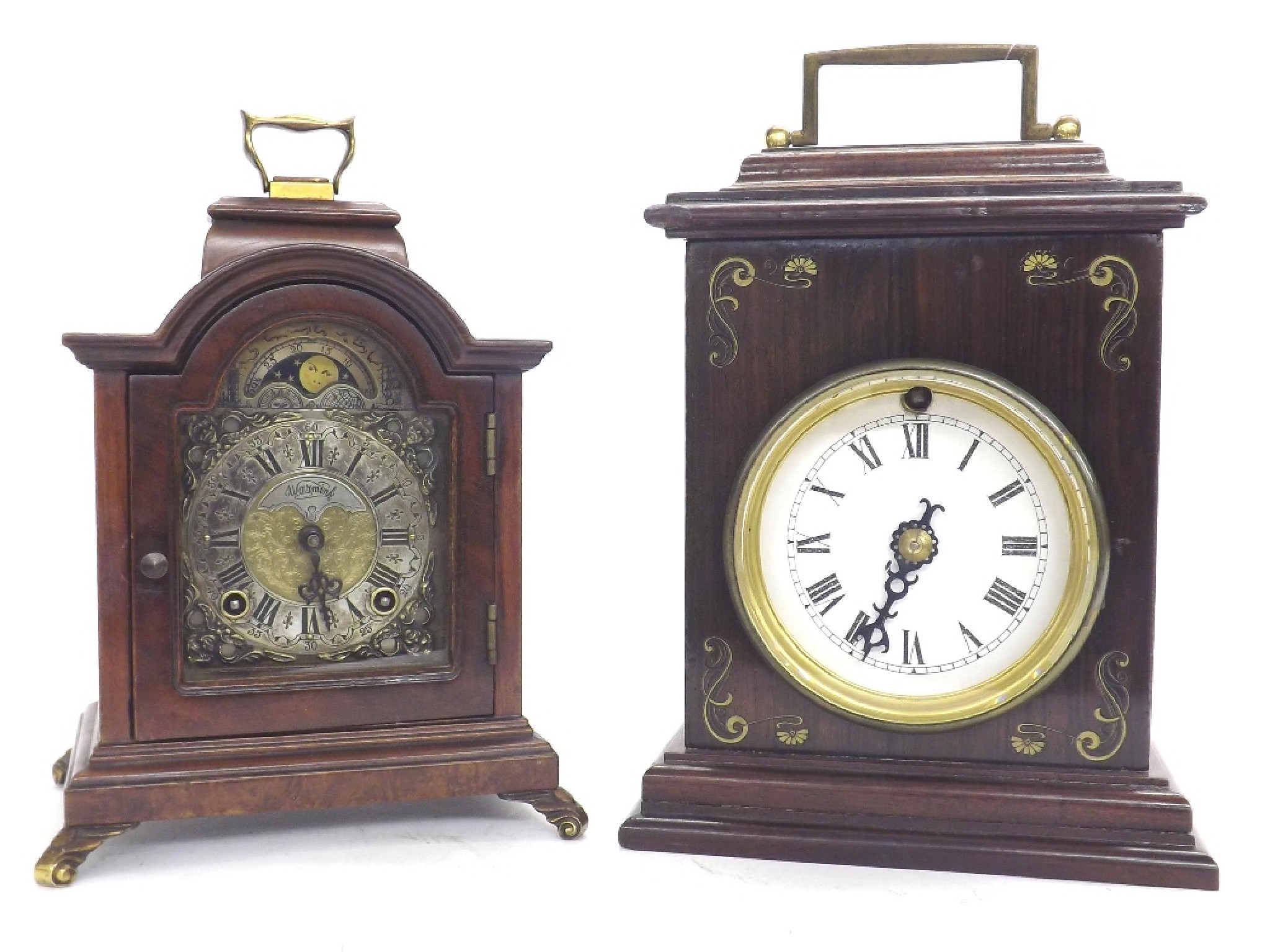 Appraisal: Small contemporary walnut Dutch two train bracket clock striking on