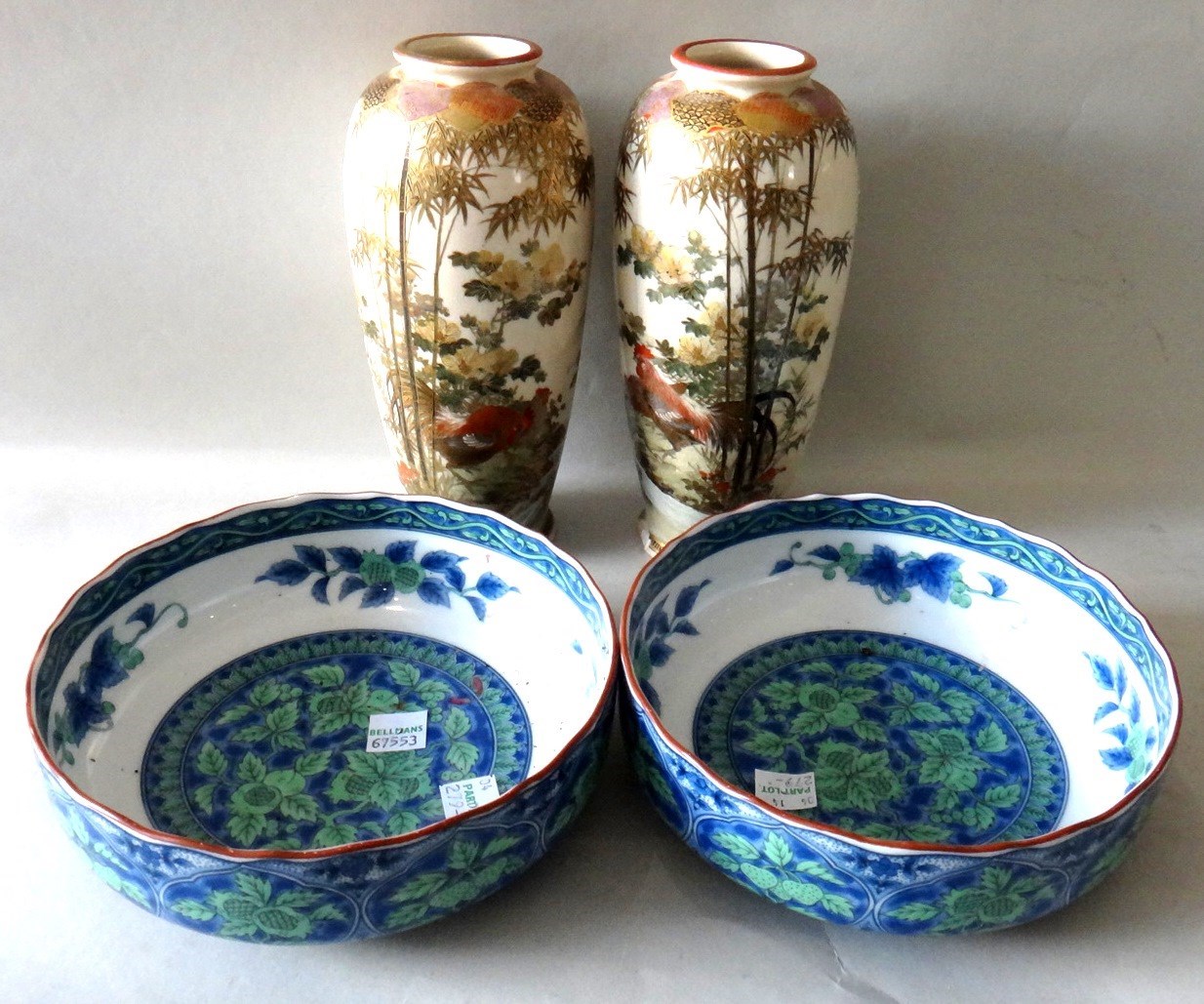 Appraisal: A pair of Japanese Satsuma vases early th century of