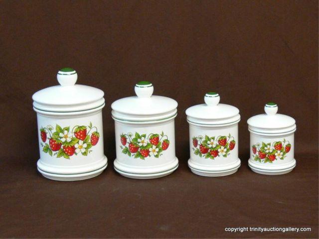 Appraisal: Strawberry Canister Set - Ceramic - Set of - Marked