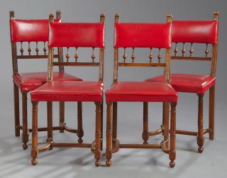 Appraisal: Set of Four French Henri II Style Carved Walnut Di