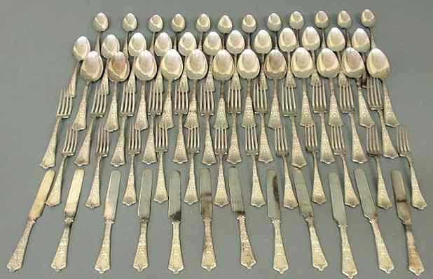 Appraisal: Rare Tiffany Co Persian pattern sterling silver flatware service all