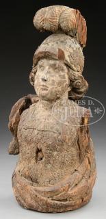 Appraisal: FINE DIMINUTIVE SHIP'S FIGUREHEAD OF MARS THE ROMAN GOD OF