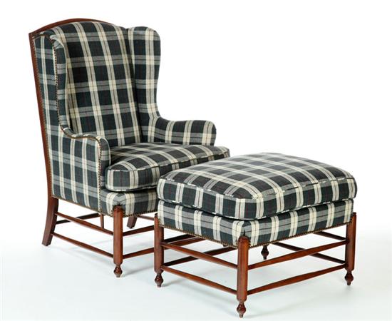 Appraisal: EASY CHAIR AND MATCHING OTTOMAN Heirloom Furniture High Point North