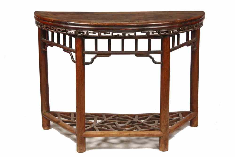 Appraisal: CHINESE DEMILUNE TABLE - th c or earlier Chinese Demilune