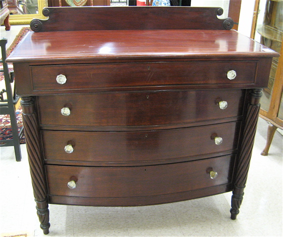 Appraisal: MAHOGANY BOW-FRONT CHEST OF DRAWERS Empire Revival style American early