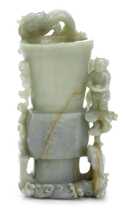 Appraisal: Chinese celadon jade vase th century