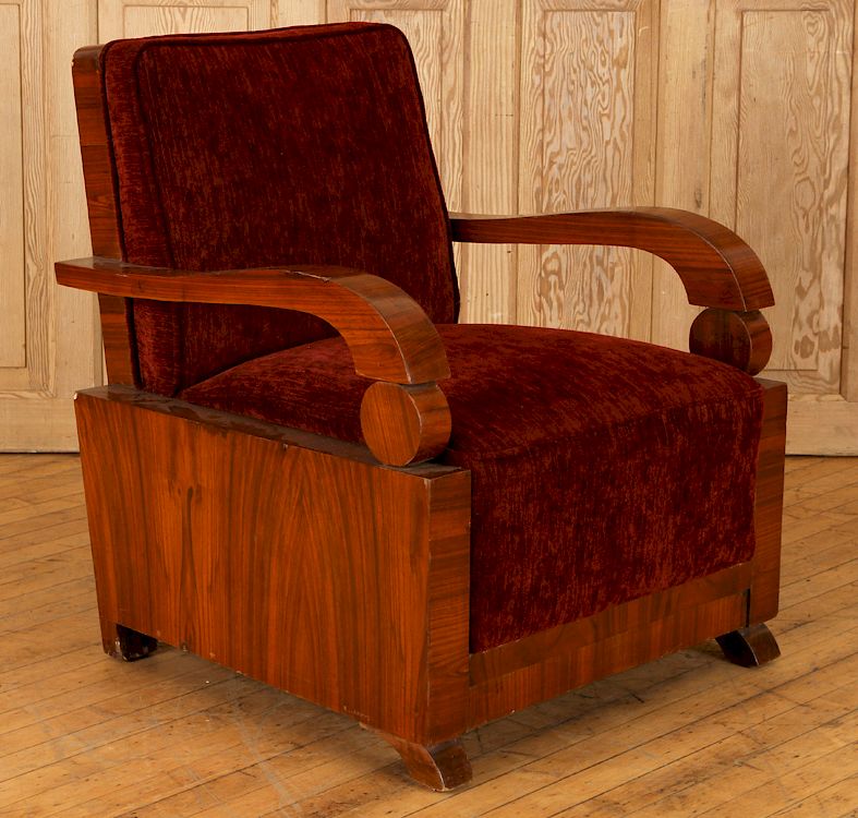 Appraisal: SLEEK ART DECO WALNUT ARM CHAIR CIRCA A sleek Art