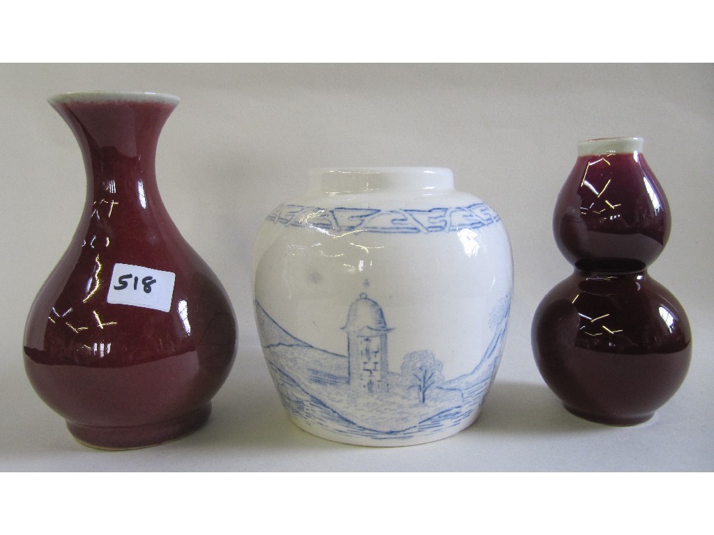 Appraisal: Chinese blue and white ginger jar a double gourd vase