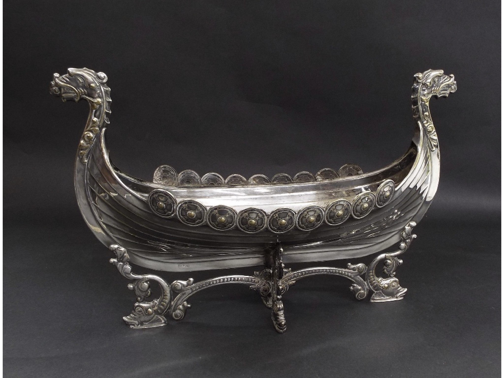 Appraisal: Continental novelty white metal pedestal fruit bowl in the form