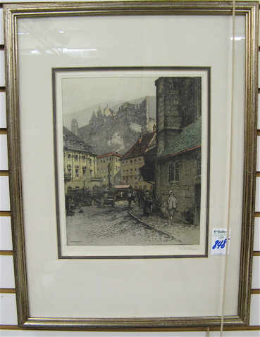 Appraisal: JOSEF EIDENBERGER AQUATINT ETCHING Austria - Entitled Heidelberg depicting a