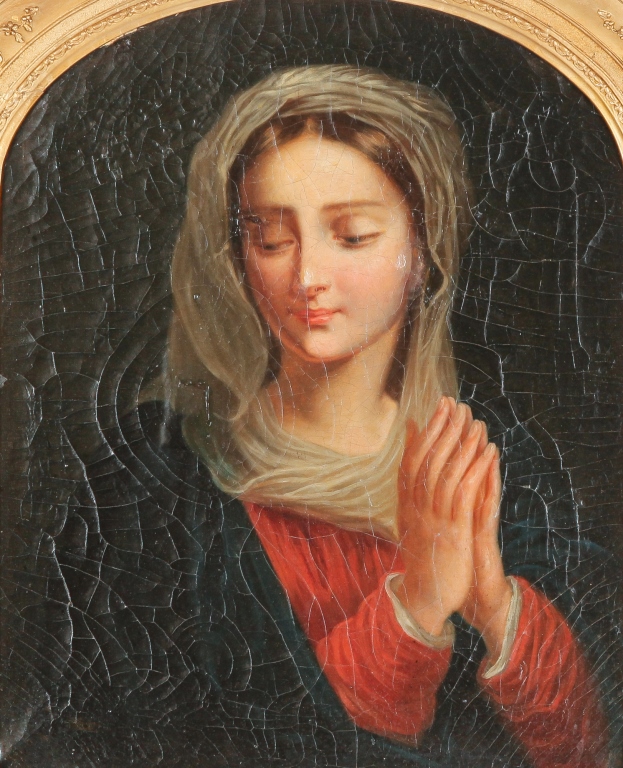 Appraisal: PORTRAIT OF THE VIRGIN MARY French school th century Oil