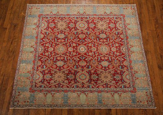 Appraisal: Tabriz Rug Post Red ground with rosette and trellising vine