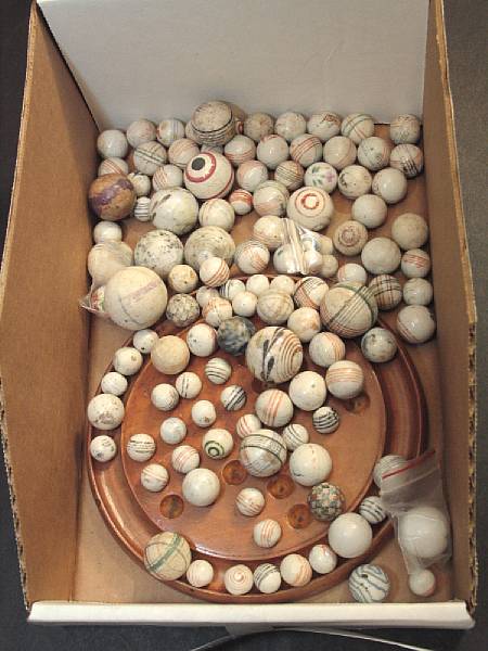 Appraisal: Accumulation of Ceramic Marbles Grouped ensemble of China marbles with