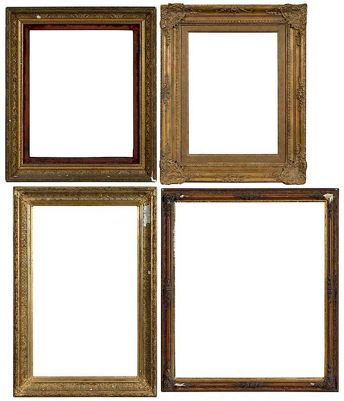 Appraisal: Four th and th Century Frames tongue and leaf rabbet