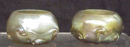 Appraisal: Pair of Tiffany gold iridescent glass open salts early th