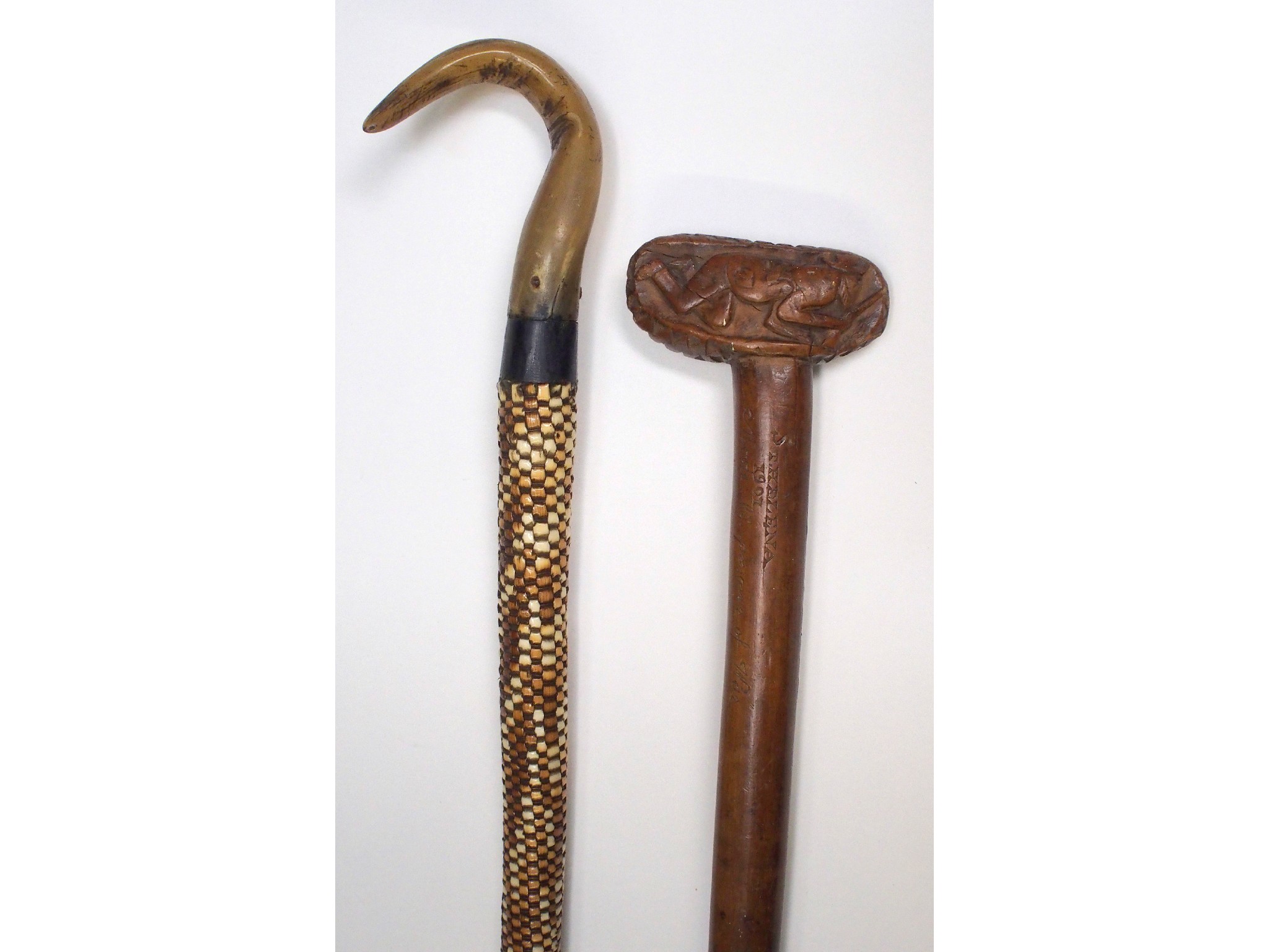 Appraisal: An early th Century prisoner of war walking stickthe handle