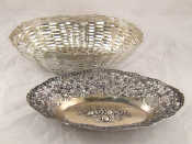 Appraisal: A continental silver cast pierced shaped oval dish gms marked