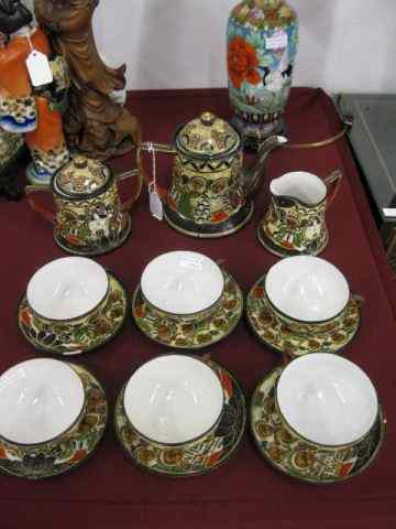 Appraisal: Nippon Satsuma Style Porcelain Tea Set includes teapot creamer sugar