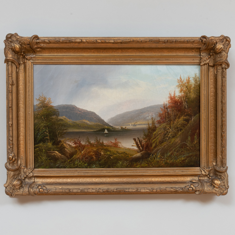 Appraisal: American School View of West Point Oil on canvas unsigned