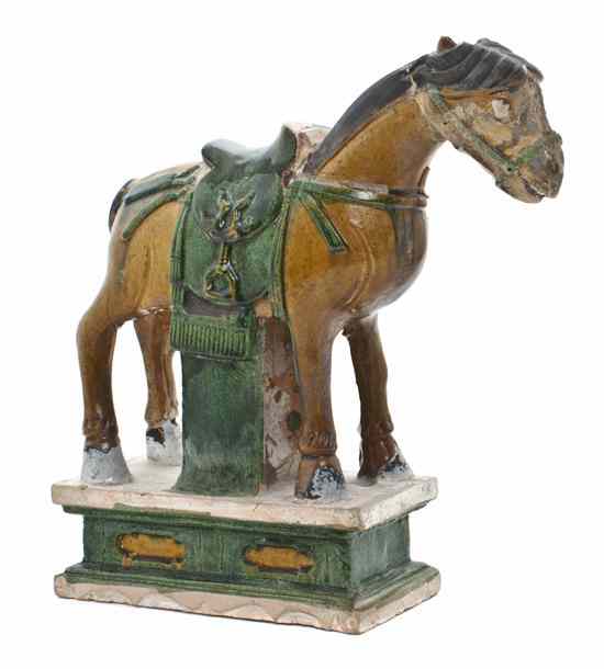 Appraisal: A Chinese Pottery Model of a Saddled Horse likely Ming