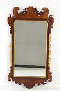 Appraisal: Antique Chippendale Giltwood Mahogany Mirror Late th early th century