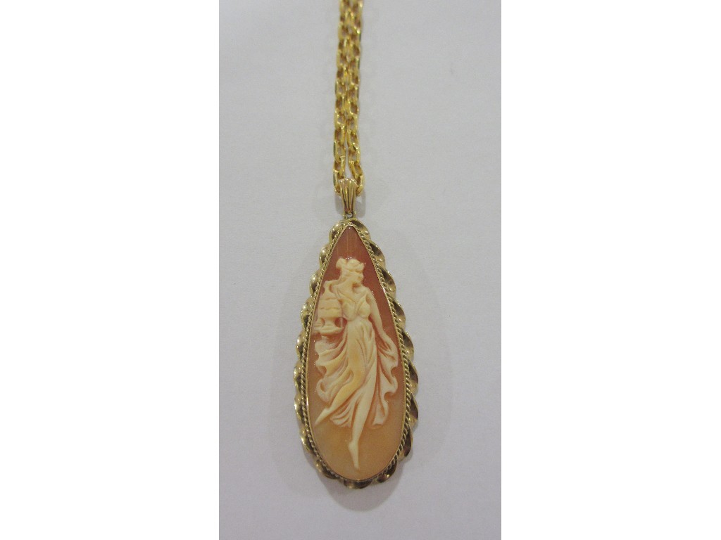 Appraisal: Nine carat gold mounted cameo pendant on ct gold neckchain