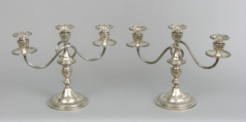 Appraisal: A Pair of Sterling Silver Candelabras by Mueck-Casey Co New