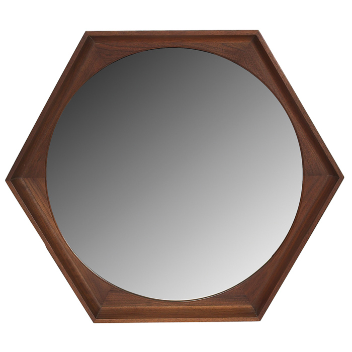 Appraisal: Howard Miller wall mirror from the Meridian series hexagonal walnut