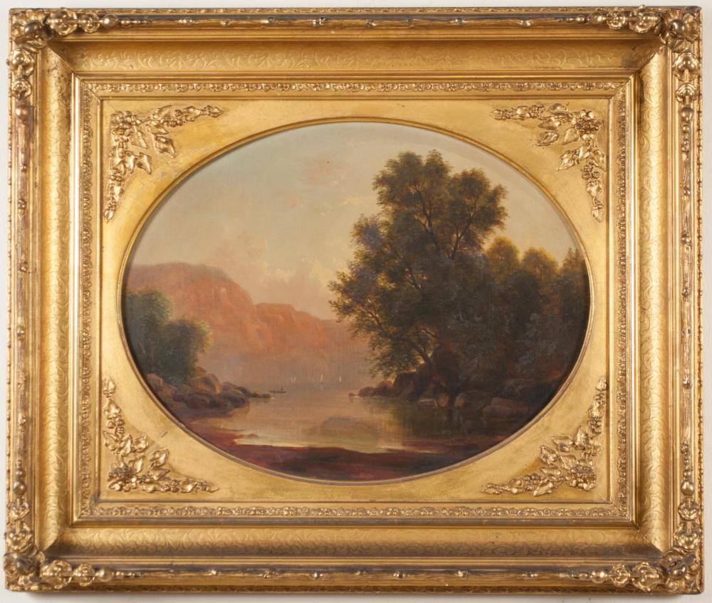 Appraisal: HUDSON RIVER SCHOOL OIL ON CANVAS th century unsigned Opening