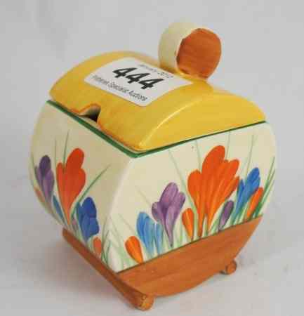 Appraisal: Clarice Cliff Crocus Bizarre Honey Sugar Pot Chip to foot