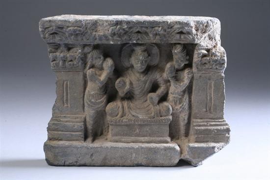 Appraisal: GANDHARAN GREY SCHIST RELIEF FRAGMENT circa th century Carved to