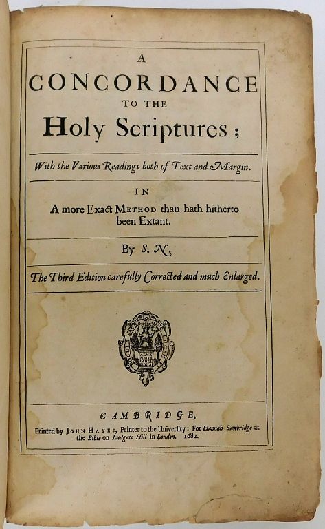 Appraisal: A Concordance to the Holy Scriptures Book England Antiquarian book