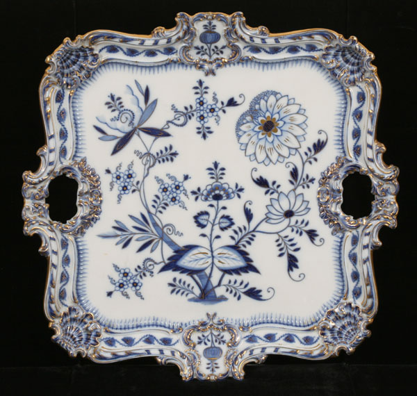 Appraisal: Large Meissen Blue Onion porcelain tray with gilt accents border