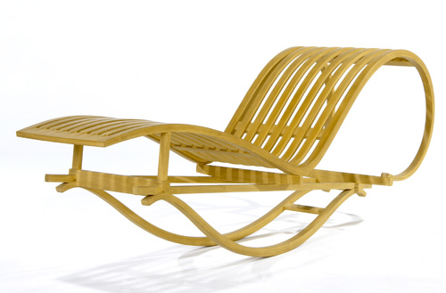 Appraisal: MICHAEL HURWITZ Painted bentwood ash rocking chaise lounge made for