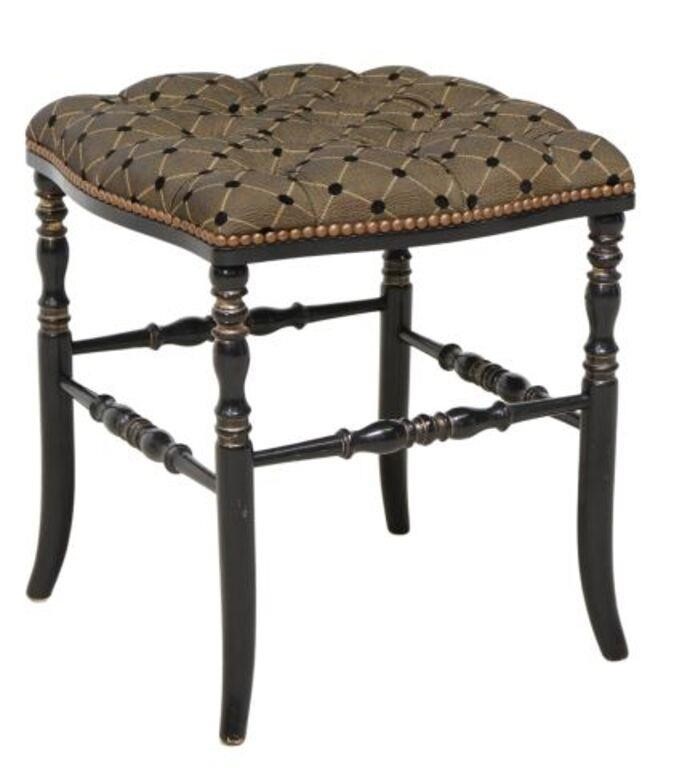 Appraisal: French Napoleon III period ebonized footstool th c having button-tufted