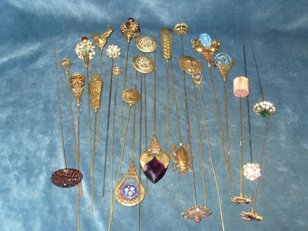 Appraisal: An interesting collection of various hat pins with designs including