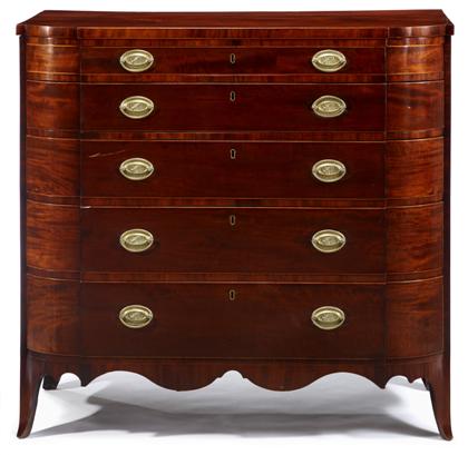 Appraisal: Federal inlaid mahogany serpentine chest of drawersbaltimore md or philadelphia