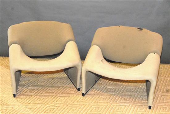 Appraisal: PAIR MODERN CHAIRS torn upholstery H From a fine th