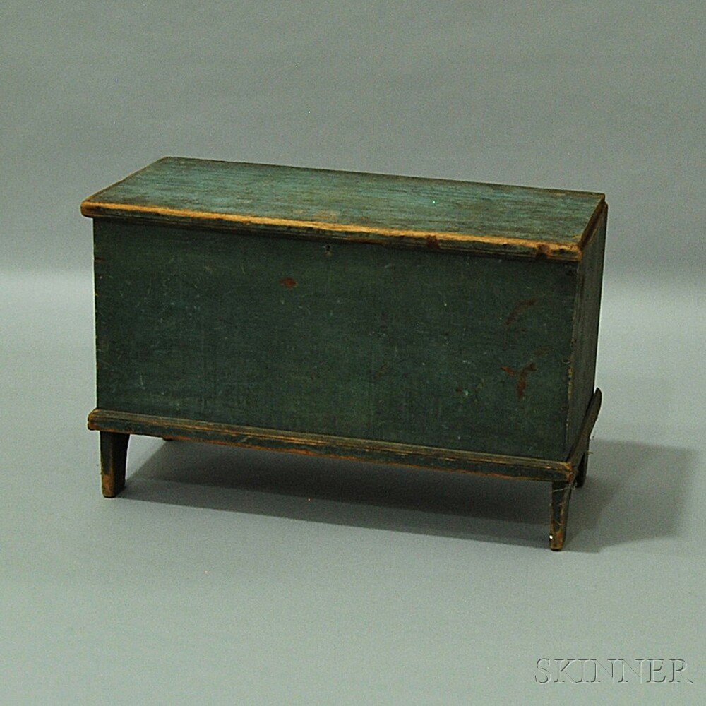 Appraisal: Blue-painted Six-board Chest New England early th century loss ht