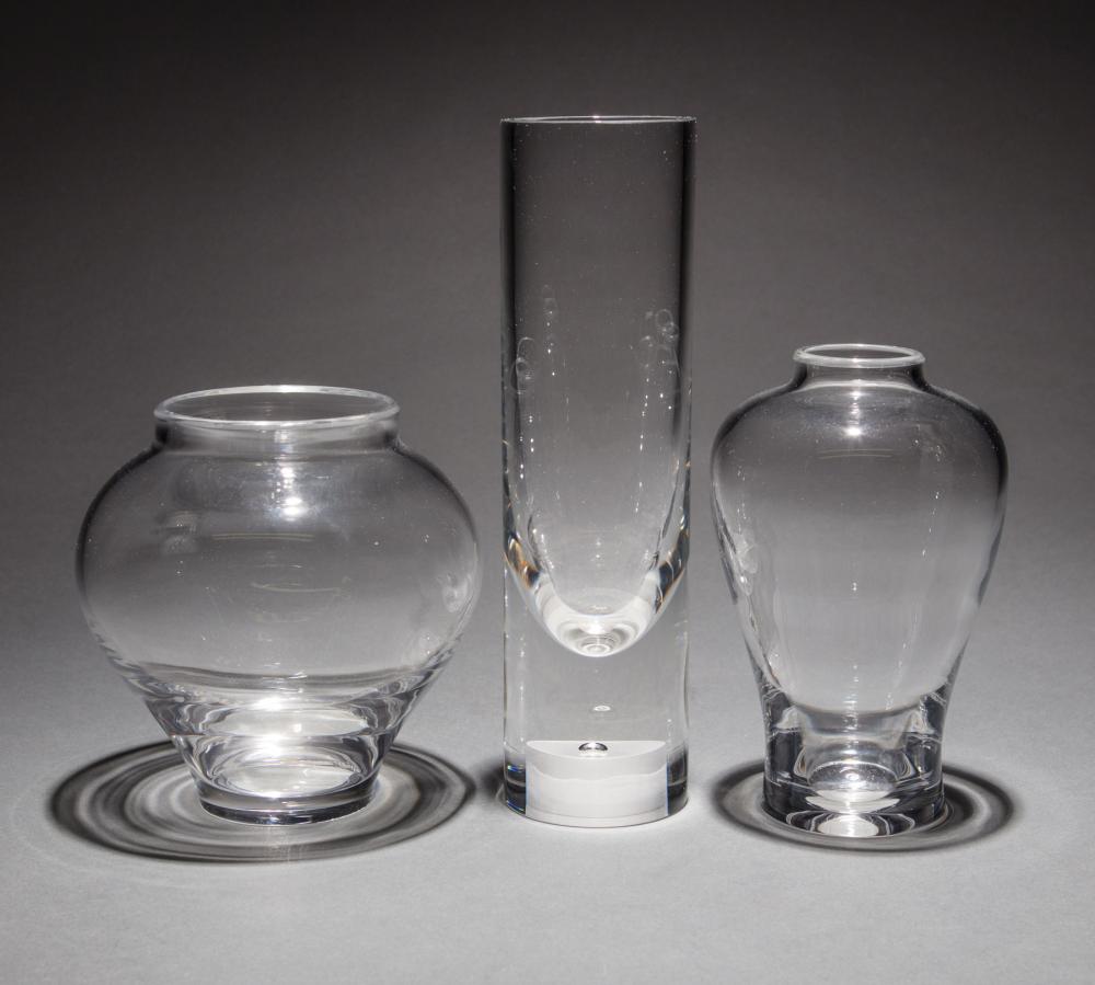 Appraisal: Steuben Glass Lunar Vase a Prunus Vase and a Temple