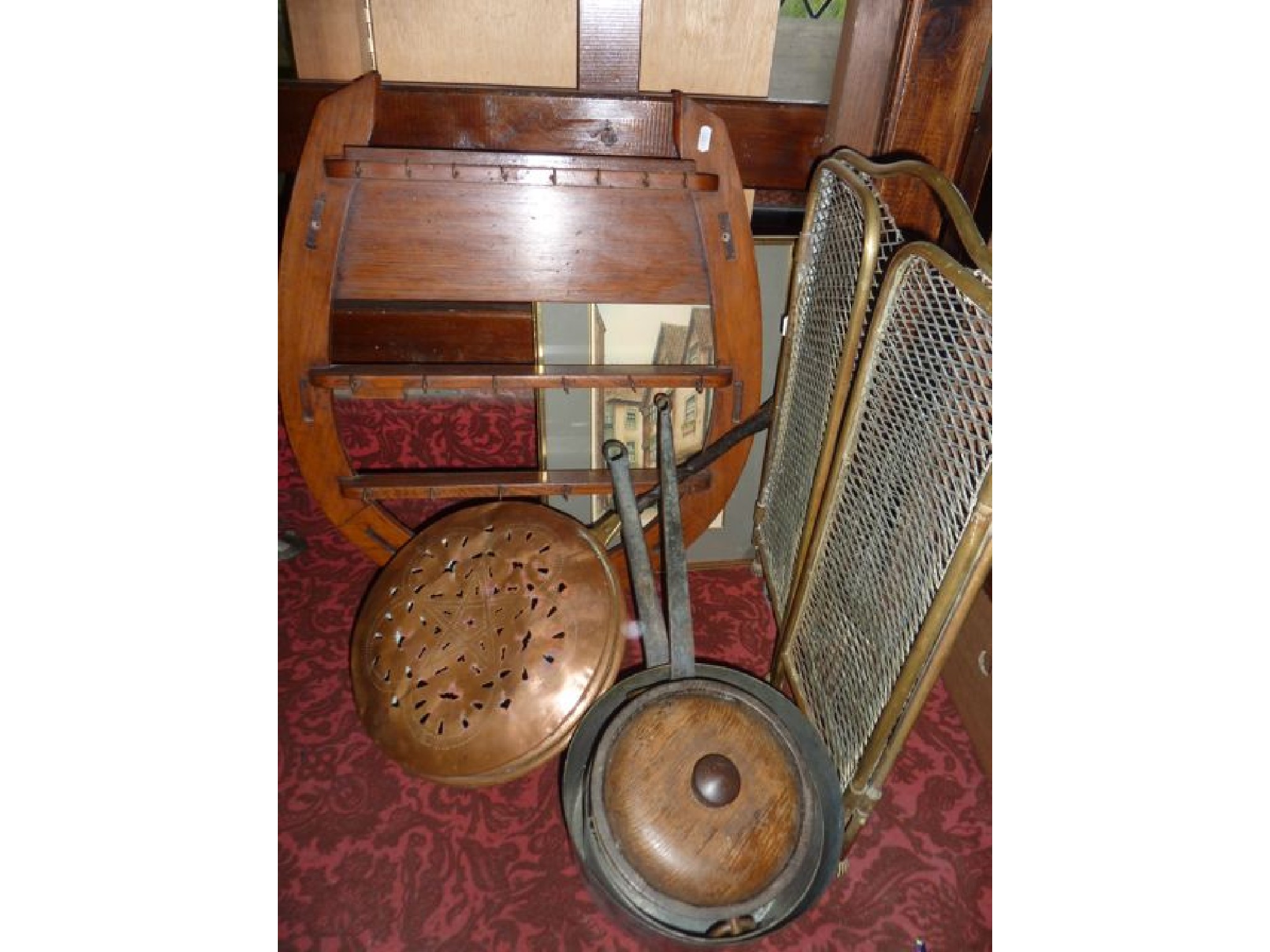 Appraisal: An unusual large wall hanging pipe key rack of timber