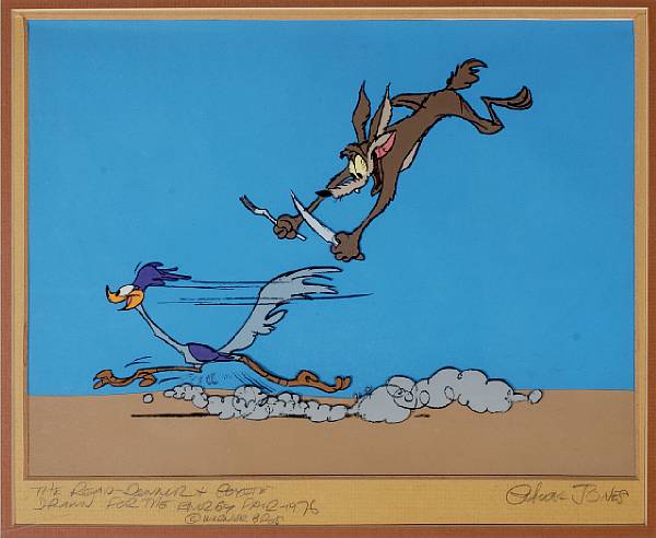 Appraisal: Two Warner Bros celluloids of the Road Runner and Wile