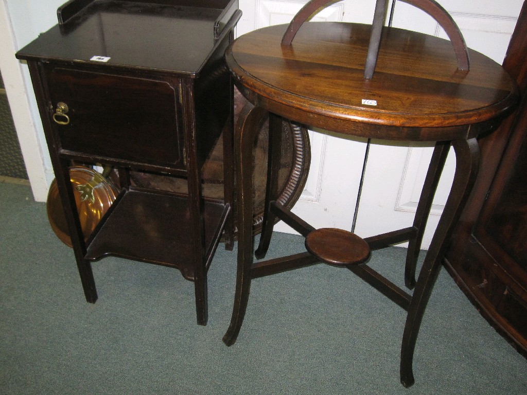 Appraisal: Lot comprising pot cupboard occasional table bed warmer brass charger