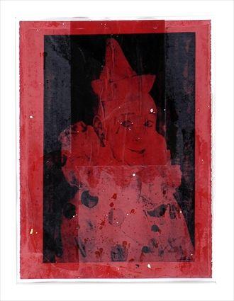 Appraisal: FORD BECKMAN b UNTITLED RED CLOWN Mixed media on paper