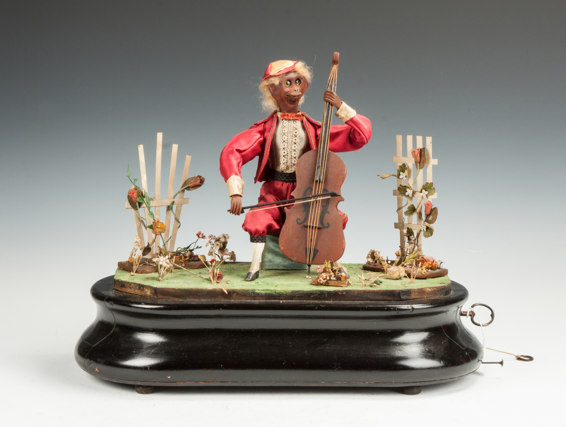 Appraisal: DeCamp Clockwork Musical Monkey Bass Player Late th cent Wooden