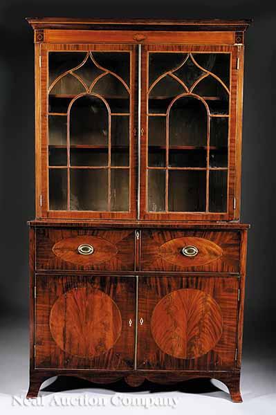 Appraisal: A Georgian Inlaid Mahogany Secretaire Bookcase late th early th